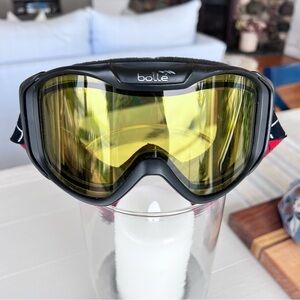 Bolle Black and Red Ski Goggles with Yellow Lenses